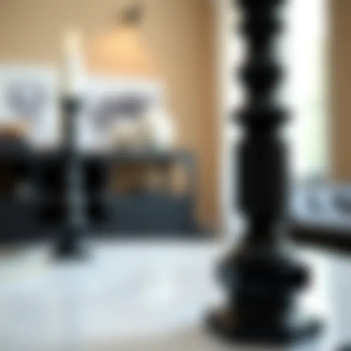 Close-up of a unique black candlestick design