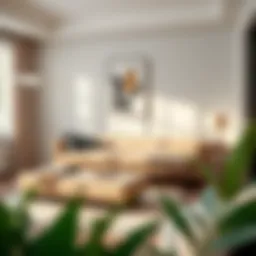 Stylish modern sofa bed in a contemporary living room setting