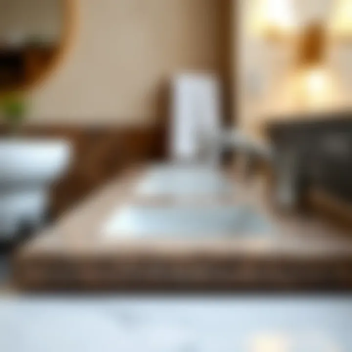 Close-up of various materials for narrow vanity tops