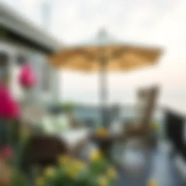 Compact Deck with Umbrella Providing Shade Compact deck with an umbrella providing shade