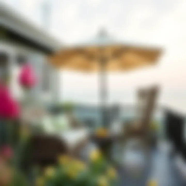 Compact Deck with Umbrella Providing Shade Compact deck with an umbrella providing shade