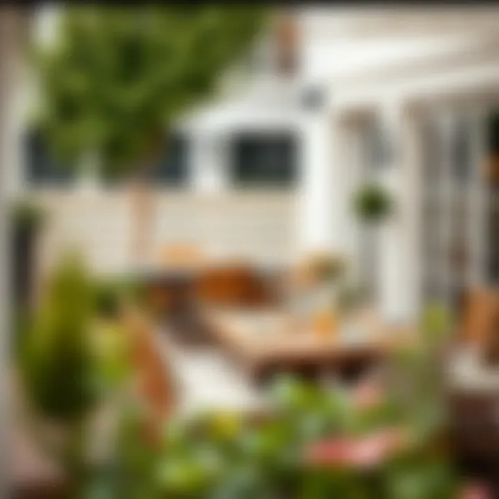 Stylish outdoor dining setup with decorative elements