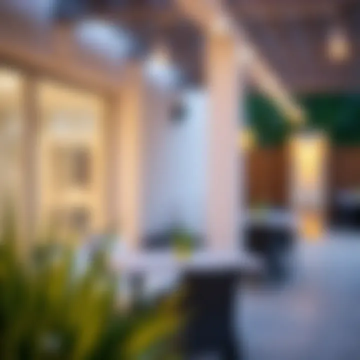 Close-up of a well-lit outdoor space showcasing integrated outlets