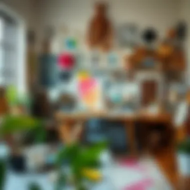 Creative Workspace for Young Artists An artistic workspace filled with various painting materials