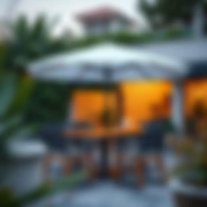 Modern Patio Furniture Modern patio furniture showcasing an umbrella