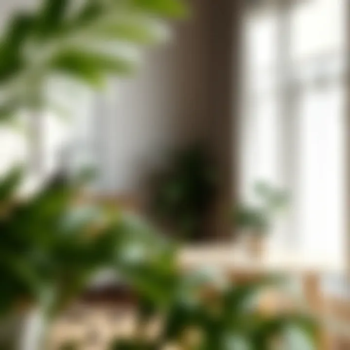 Elegant workspace adorned with artificial plants for aesthetic enhancement