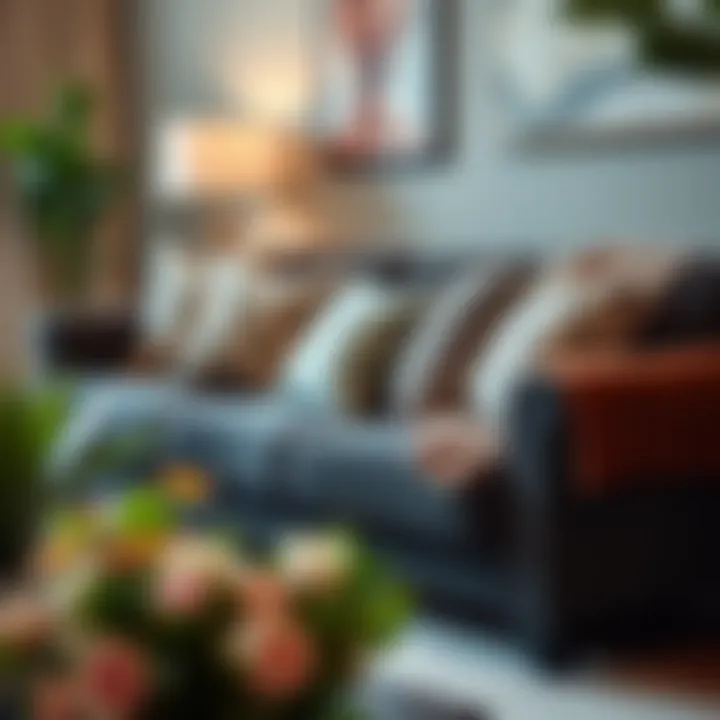 A well-maintained couch with new cushion covers