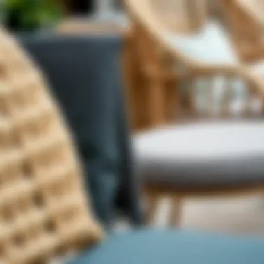 Close-up of different materials used in patio chair construction