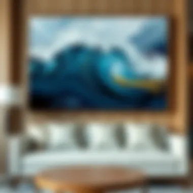 Abstract seascape painting with dynamic waves and colors