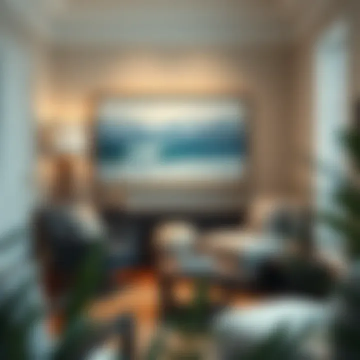 Cozy reading nook adorned with seascape art