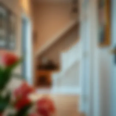 Entryway with Slanted Shoe Storage Elegant slanted shoe storage integrated into a cozy entryway