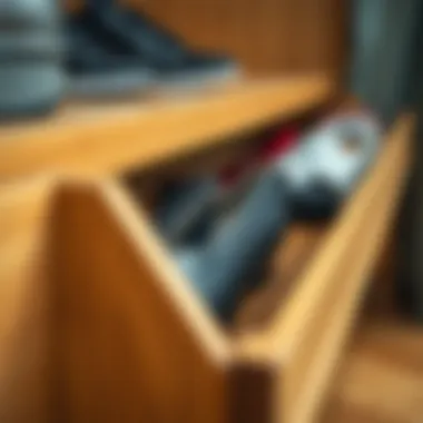 Quality Materials for Slanted Storage Close-up of high-quality materials used in slanted shoe storage