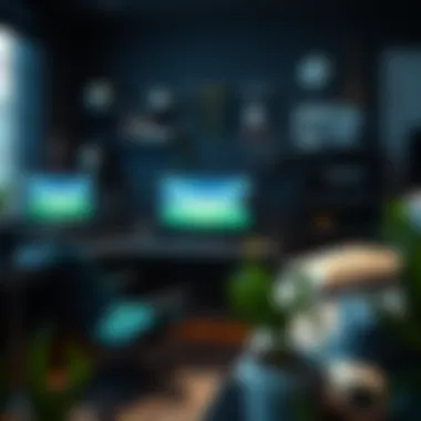 Tech-Enhanced Soccer Workspace A modern workspace integrating soccer elements with technology