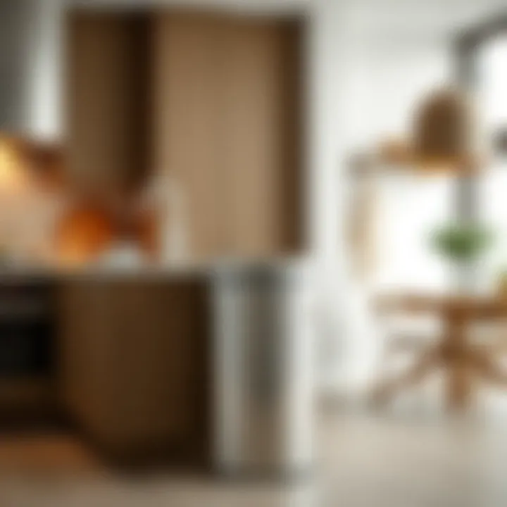 Stylish stainless steel trash can integrated into contemporary kitchen decor