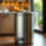 Sleek stainless steel kitchen trash can with pedal mechanism