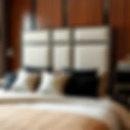 Luxurious tall headboard in a modern bedroom setting