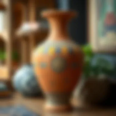Artisan craftsmanship of a terracotta vase showcasing intricate designs