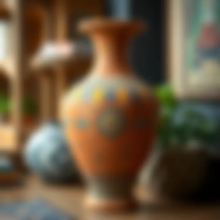 Artisan craftsmanship of a terracotta vase showcasing intricate designs
