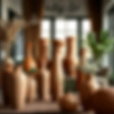 Variety of tall terracotta vases displayed in a stylish interior