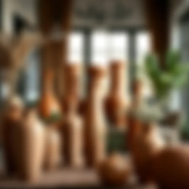 Variety of tall terracotta vases displayed in a stylish interior