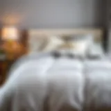 Charming grey comforter elegantly styled on a bed