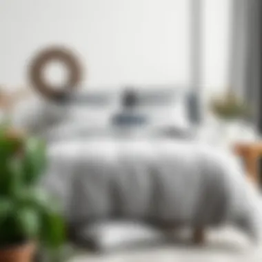 Seasonal Display of Grey Comforter Seasonal display of grey comforter styled for winter