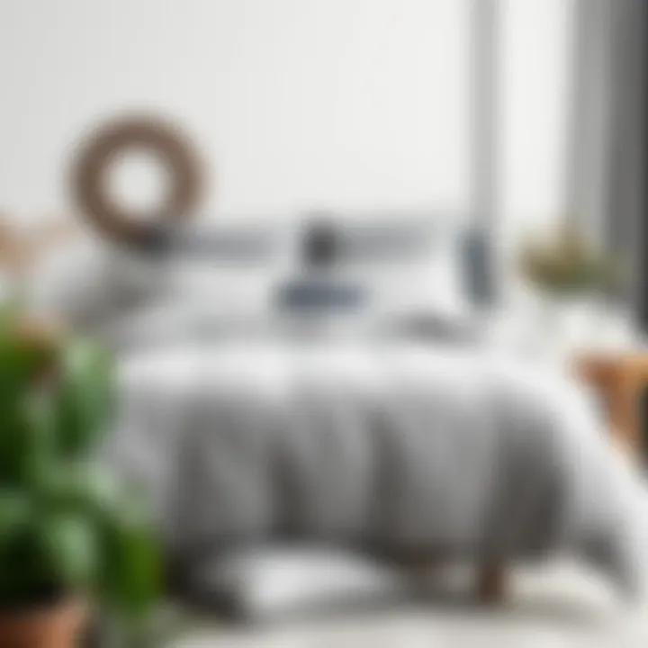 Seasonal Display of Grey Comforter Seasonal display of grey comforter styled for winter