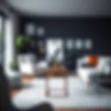 Elegant skinny side table with drawers in a contemporary living room setting