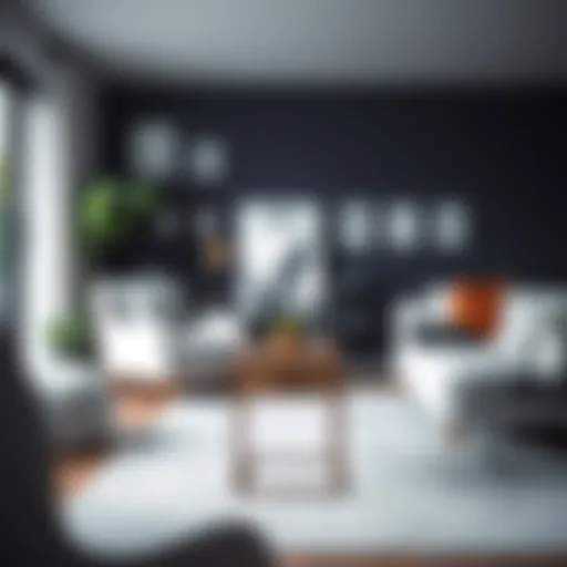 Elegant skinny side table with drawers in a contemporary living room setting