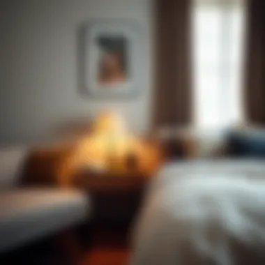 A stylish skinny side table integrated into a cozy bedroom decor