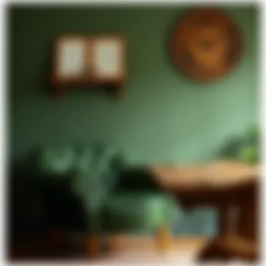 Comfort Meets Rustic: Green Leather Chair with Wooden Table Comfortable green leather chair paired with a rustic wooden table