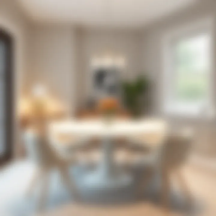 Elegant small round white dining table set in a cozy dining area