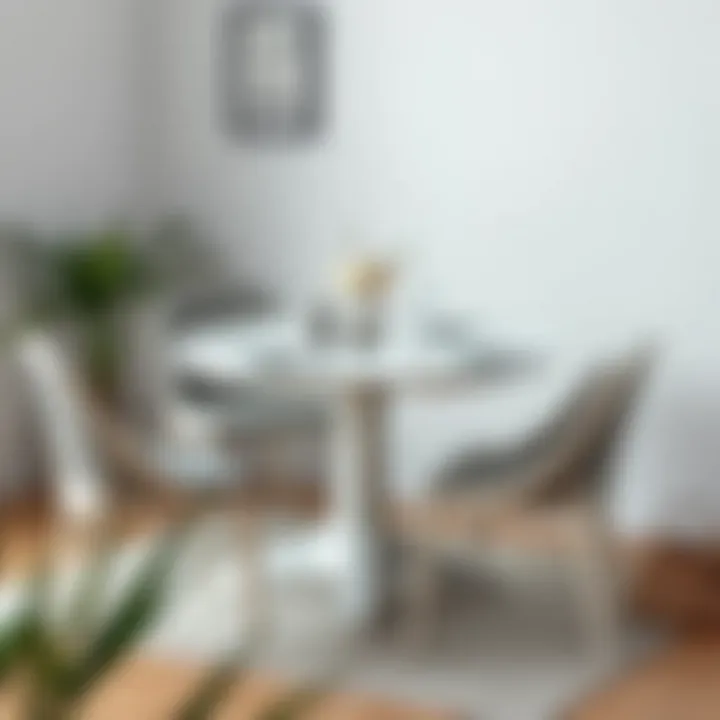 Inviting small round white dining table set arranged for a meal