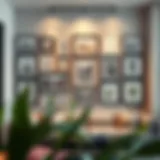 A harmonious arrangement of multi picture frames on a modern wall