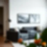 A stylish dark grey chair in a modern living room setting.