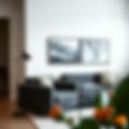 A stylish dark grey chair in a modern living room setting.