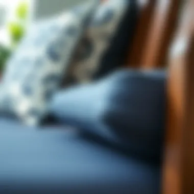 Close-up of bench cushion stitching highlighting craftsmanship