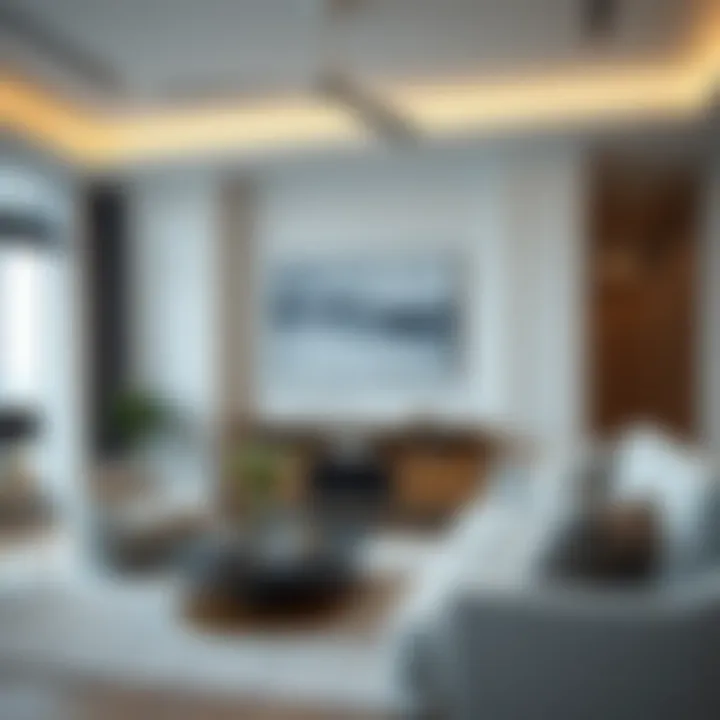 Contemporary living room featuring a stylish console