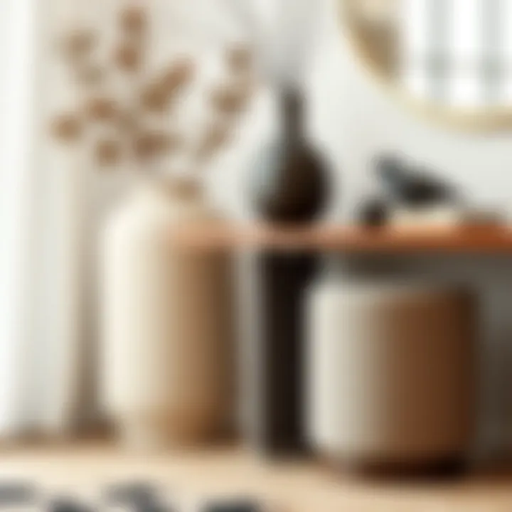 Materials used in small consoles showcasing texture and color