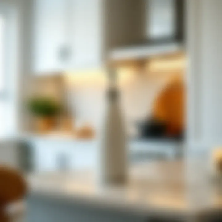 Functional Chic: Tall Skinny Soap Dispenser in the Kitchen Tall skinny soap dispenser placed on a chic kitchen countertop