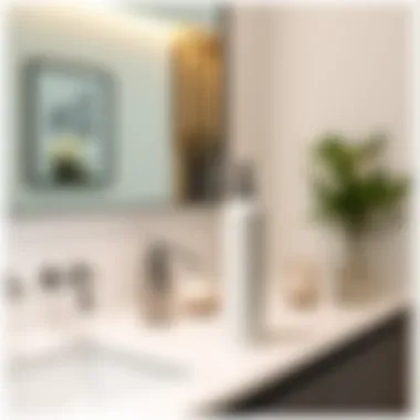 Modern Elegance: Tall Skinny Soap Dispenser in a Stylish Bathroom Sleek tall skinny soap dispenser in a modern bathroom setting