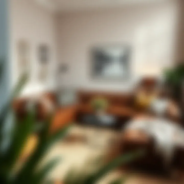 Cozy Living Space with Brown Leather Tufted Sectional Cozy living space featuring a brown leather tufted sectional and elegant accessories