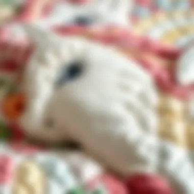 Close-up of the intricate stitching and patterns on a unicorn quilt.