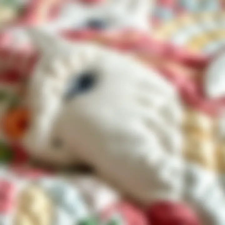 Close-up of the intricate stitching and patterns on a unicorn quilt.