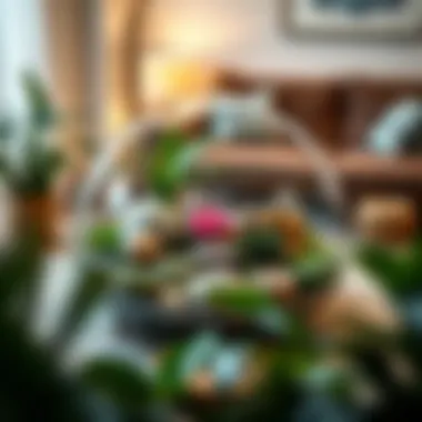 Vibrant Round Terrarium Coffee Table Design A stunning round terrarium coffee table featuring vibrant plants and decorative elements