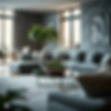 Round Terrarium Coffee Table in Modern Living Space Modern living room featuring a round terrarium coffee table as a centerpiece