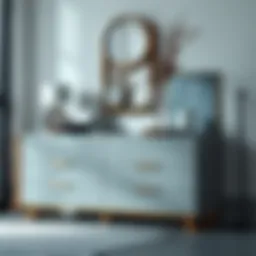 Sleek grey glass dresser showcasing modern design