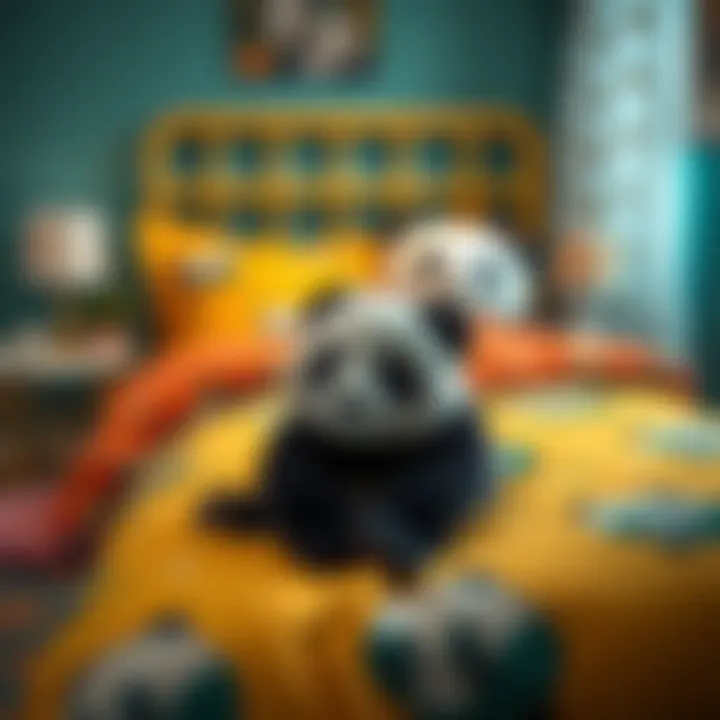 Vibrant Panda Bedding Set Panda-themed bedding set showcasing vibrant colors and playful patterns