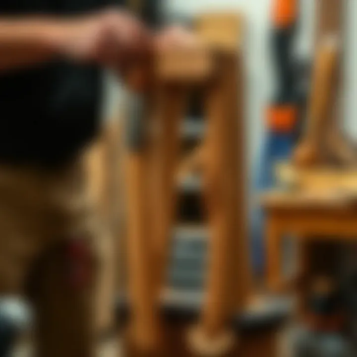 Custom wooden chair legs being crafted