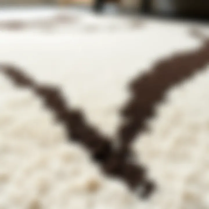 Close-Up of Neutral Abstract Area Rug Close-up of a neutral abstract area rug showcasing texture and design